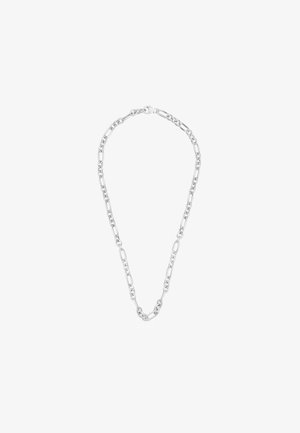 Collier en argent avec des maillons alternés allongés et ronds, doté d'une finition polie et d'un fermoir sécurisé.