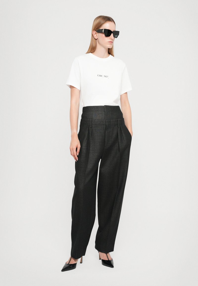 Victoria Beckham DOUBLE WAISTBAND DETAIL TROUSER - Pantalon classique - black
