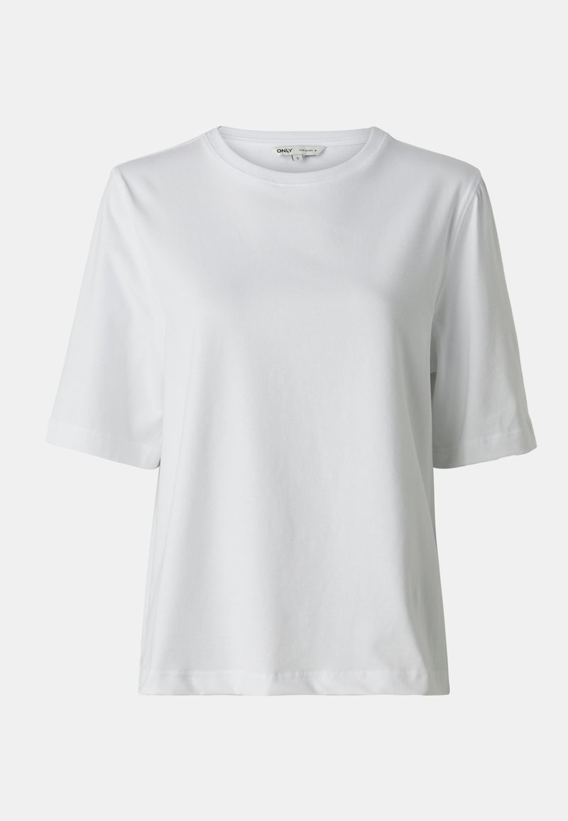 Vit t-shirt med kort ärm och rund halsringning. Tillverkad av mjukt material, med en avslappnad passform och subtila sömnadsdetaljer.