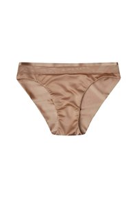 Nackte satinierte Bikini-Unterwäsche mit glatter Textur, mittelhohem Bund und nahtlosen Kanten für zusätzlichen Komfort. Verfügt über ein klassisches Schnittdesign.