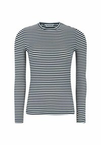 Langärmliges Oberteil in Marineblau und weißen Streifen, aus geripptem Stoff mit runder Halslinie. Enganliegendes Design mit durchgehenden Streifen.