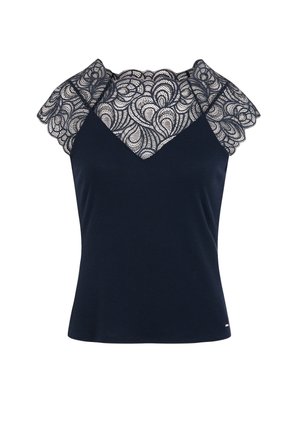 Morgan, MORGAN MORGAN LACE TANK TOP WITH ROUND NECK - Bluse - bleu marine