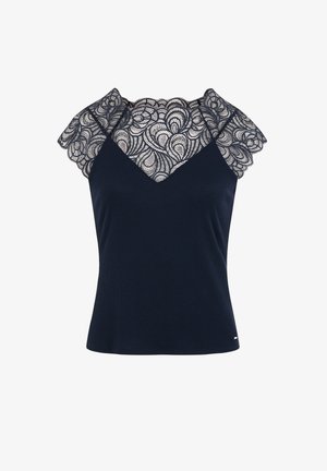 Morgan, MORGAN MORGAN LACE TANK TOP WITH ROUND NECK - Camicetta - bleu marine