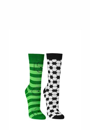 SET OF 2 FUßBALL  - Socken - grün + schwarz weiß