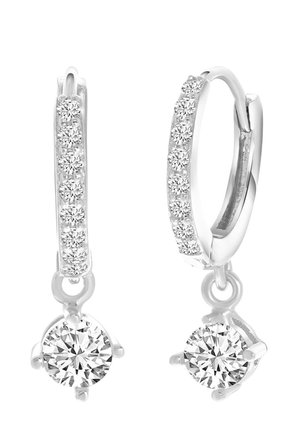 925 SILVER ROW WITH 7 ZIRCONIA STONES AND ZIRCONIA PENDANT - Ohrringe - silver-coloured