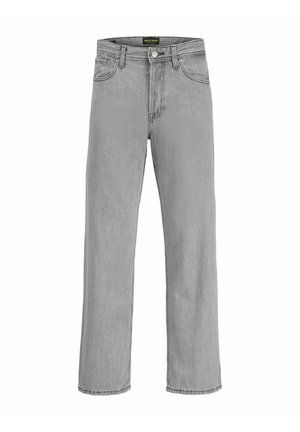 Sive traperice s ravnim nogavicama, pet džepova, petljama za pojas i zatvaranjem na dugme. Imaju blago izblijedjelu boju i nemaju vidljive aplikacije.