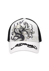 Ed Hardy UNISEX MONO GIANT DRAGON FRONT TRUCKER - Cap - white black