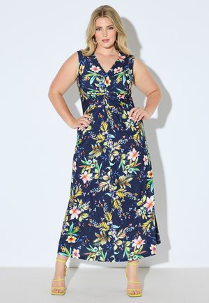 FLORAL SLEEVELESS DRAPED - Jurk - marine