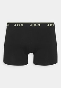 Svarta boxershorts i mjukt material, med en slät midja som har "JBS"-logotypen i ljusgrönt. Kort benlängd och åtsittande design.