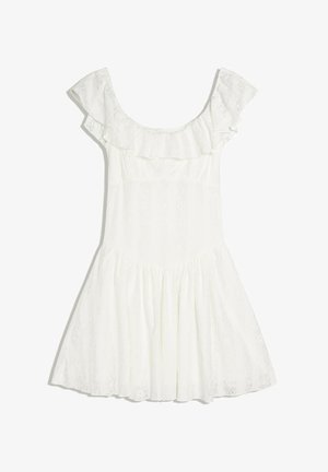 Bershka, LACE WITH BARDOT NECKLINE - DRESS - Robe de jour - white
