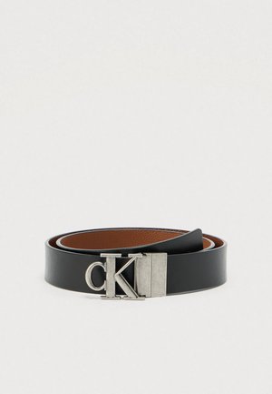 BUCKLE TUMBLED - Riem - black/cognac/antique silver-coloured