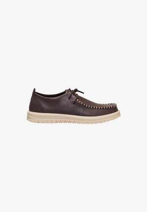 HEYDUDE WALLY NXT MOC LEATHER - SLIP-ONS - Zapatos con cordones - mole brown wood ash