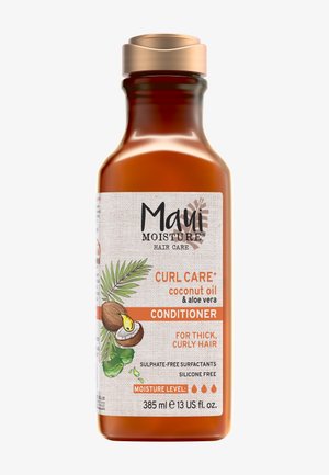 Maui Moisture Curl Care Conditioner-Flasche mit Kokosöl und Aloe Vera, für dickes, lockiges Haar, sulfat- und silikonfrei, 385 ml.