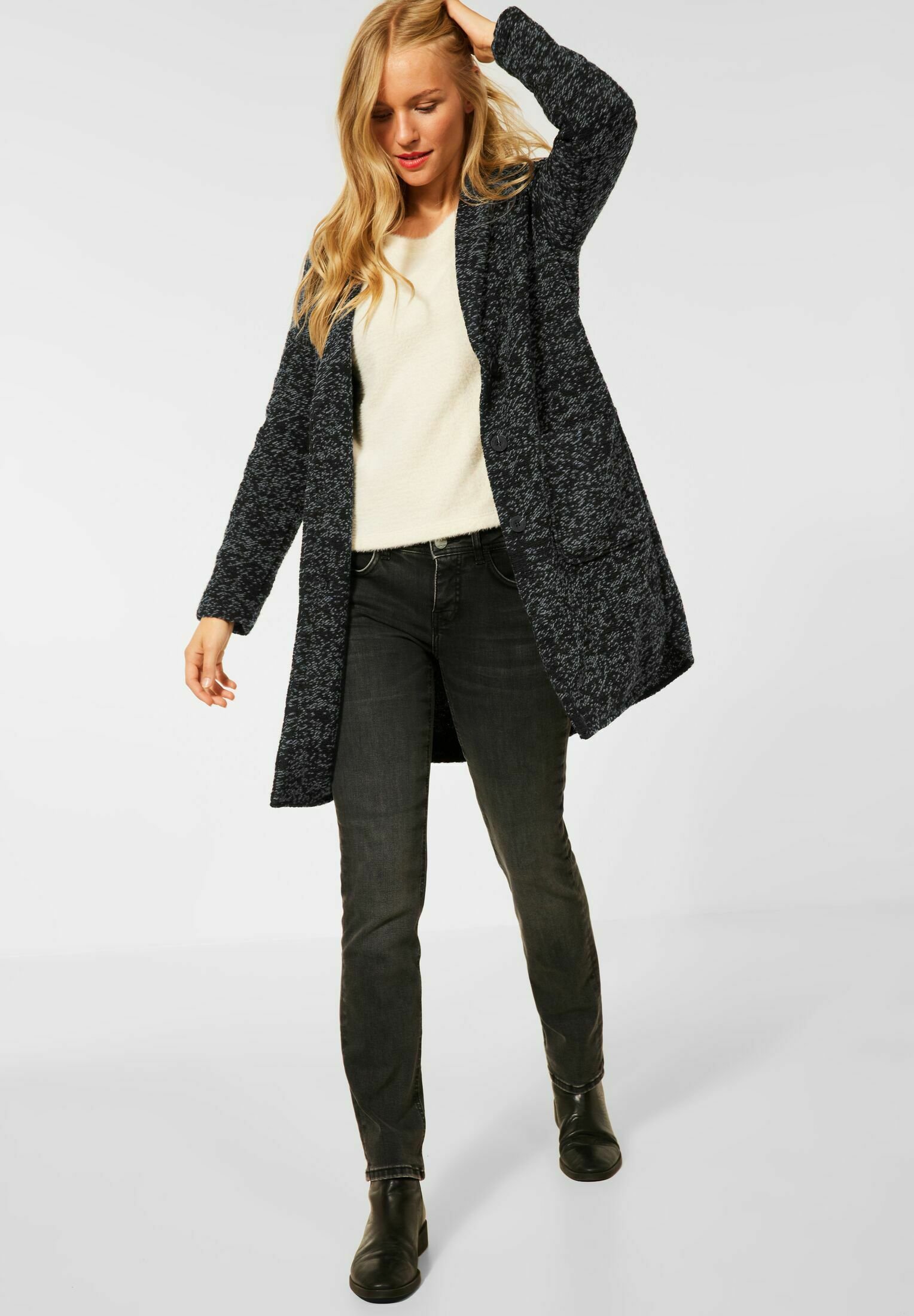 Street One IN SALT AND PEPPER - Klassischer Mantel - schwarz - Zalando.de