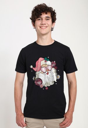Henry Tiger, F4NT4STIC PINK RETRO DISCO SANTA CHRISTMAS BLING - T-shirts print - black