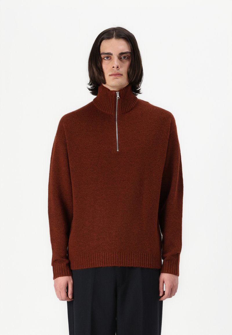 Jack & Jones JOROLLIE HALF ZIP - Pullover - dark brown