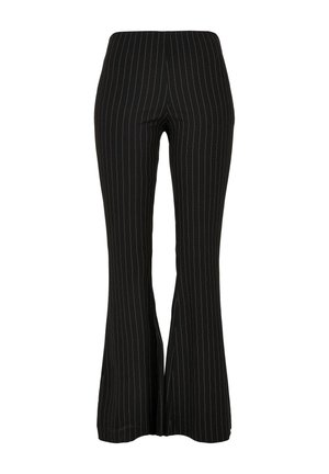 Urban Classics, LADIES FLARED PIN STRIPE PANTS - Nohavice - black/white