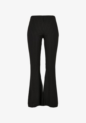 Urban Classics, LADIES FLARED PIN STRIPE PANTS - Nohavice - black/white