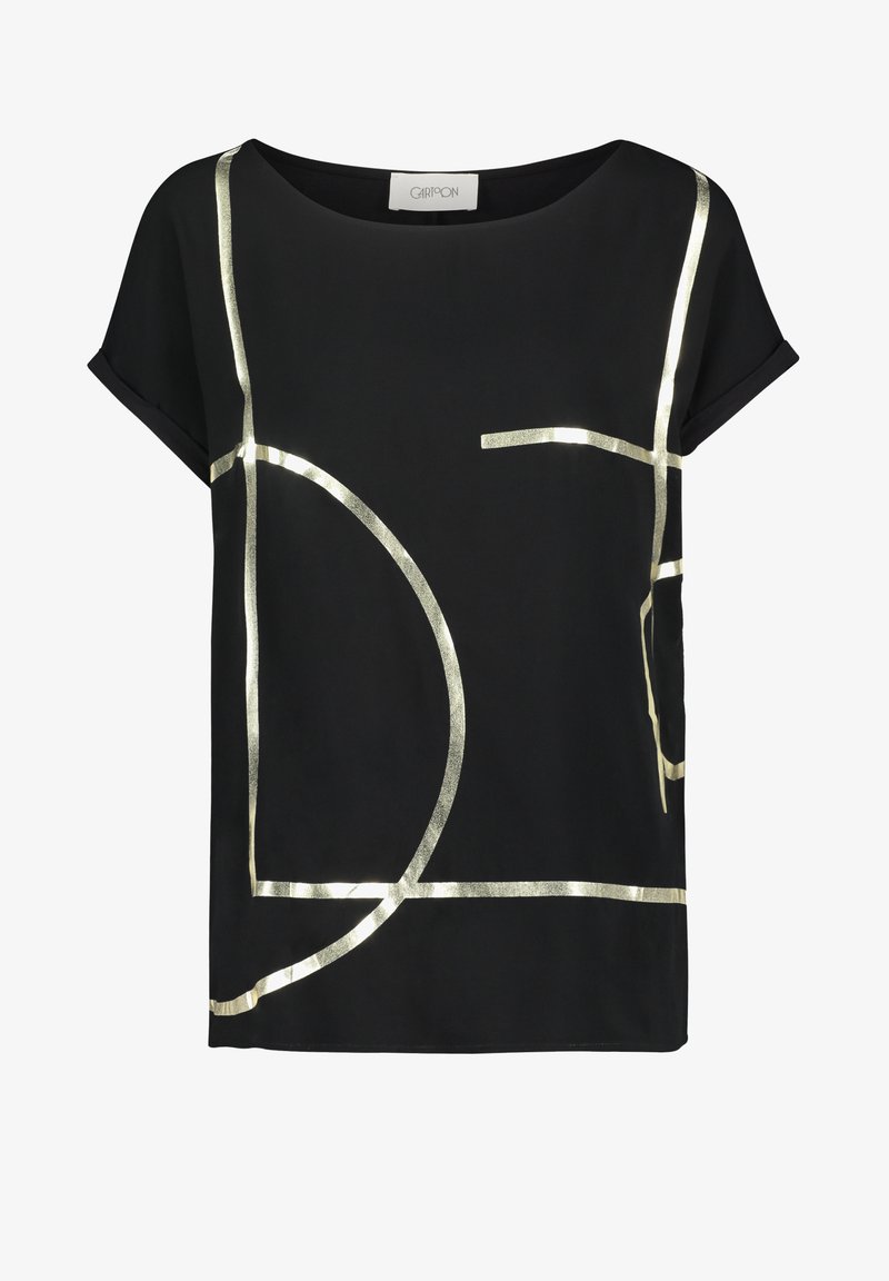 Cartoon T Shirt Print Schwarz Gold Schwarz Zalando De