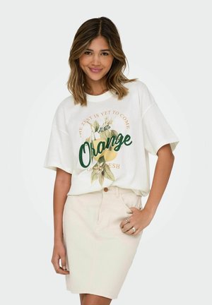 ONLVIVVI LIFE LOVELY - T-shirt med print - cloud dancer
