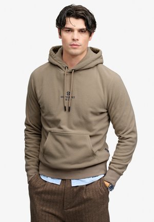 Superdry & Co, SUPERDRY MICRO LOGO FLEECE HOODIE - Fleecepullover - winter twig beige