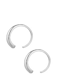 Hõbedased poolkuu rõngas kõrvarõngad läikiva viimistlusega ja sileda kõveraga, millel on avatud disain, mis tagab mugava kandmise.