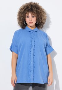 Ulla Popken FRINGED SEAM SHORT SLEEVE  - Blusa - pale blue