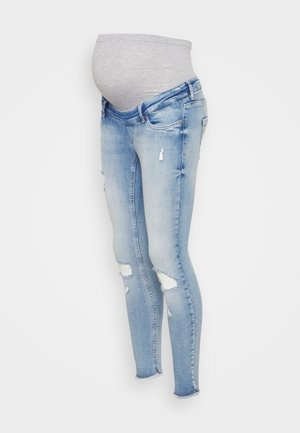 OLMBLUSH LIFE RAW ANCLE - Kitsa lõikega teksad - light blue denim