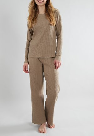 TOM TAILOR HOMEWEAR SET - Pyjama set - braun mittel uni