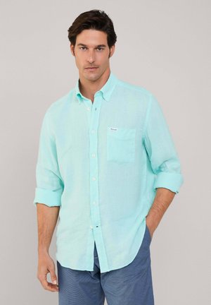 REGULAR FIT LINEN - Camicia - dark acqua blue
