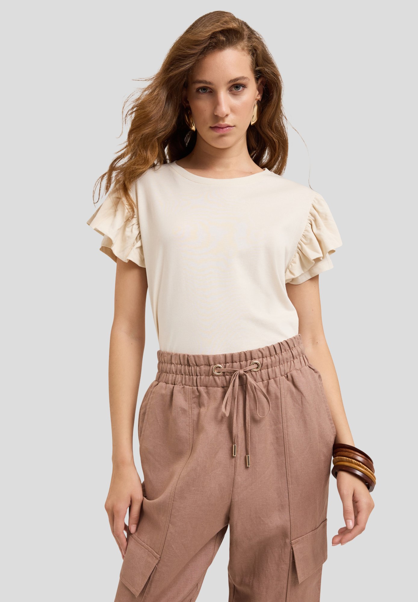 Motivi CON MANICHE A VOLANT Print T-shirt beige Zalando - Main Image