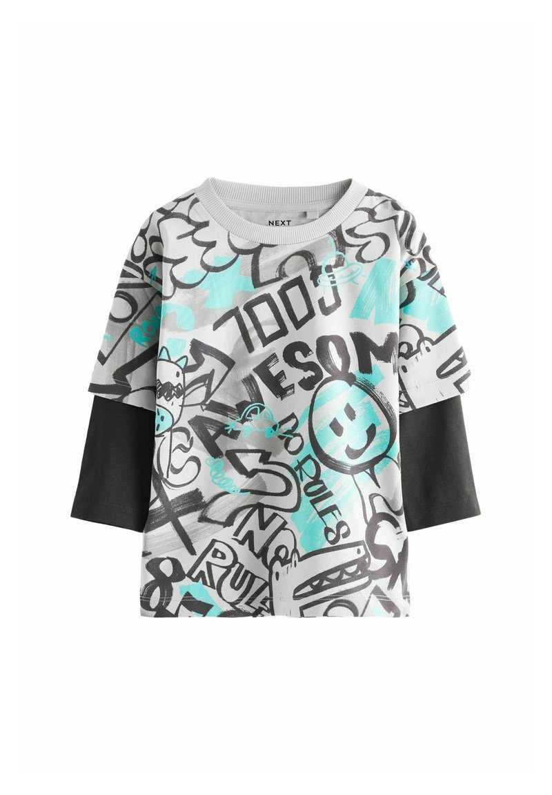 Next GRAFFITI REGULAR FIT - Långärmad tröja - grey blue skate sleeve