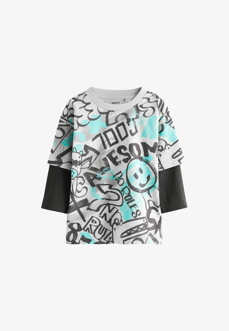 Next GRAFFITI REGULAR FIT - Pitkähihainen paita - grey blue skate sleeve