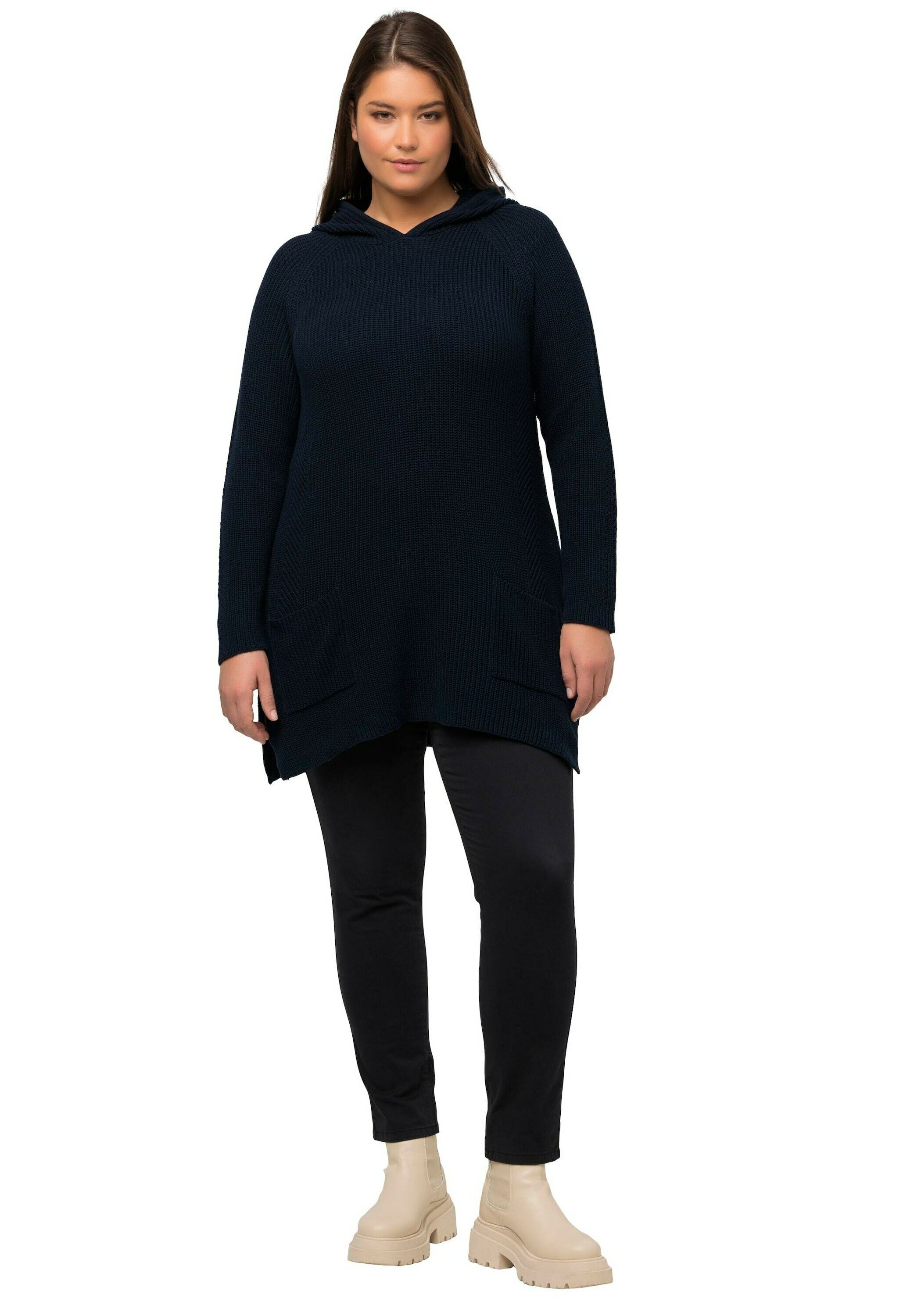 Ulla Popken Damen Pullover Mit V-Ausschnitt – Oversized Feinstrick, Weich & Bequem | Langarm Mit Rippbündchen