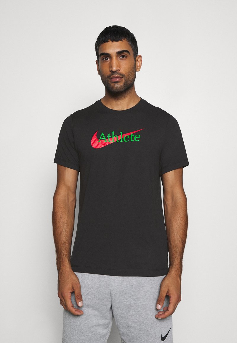 Nike Performance TEE ATHLETE - Print T-shirt - black - Zalando.co.uk