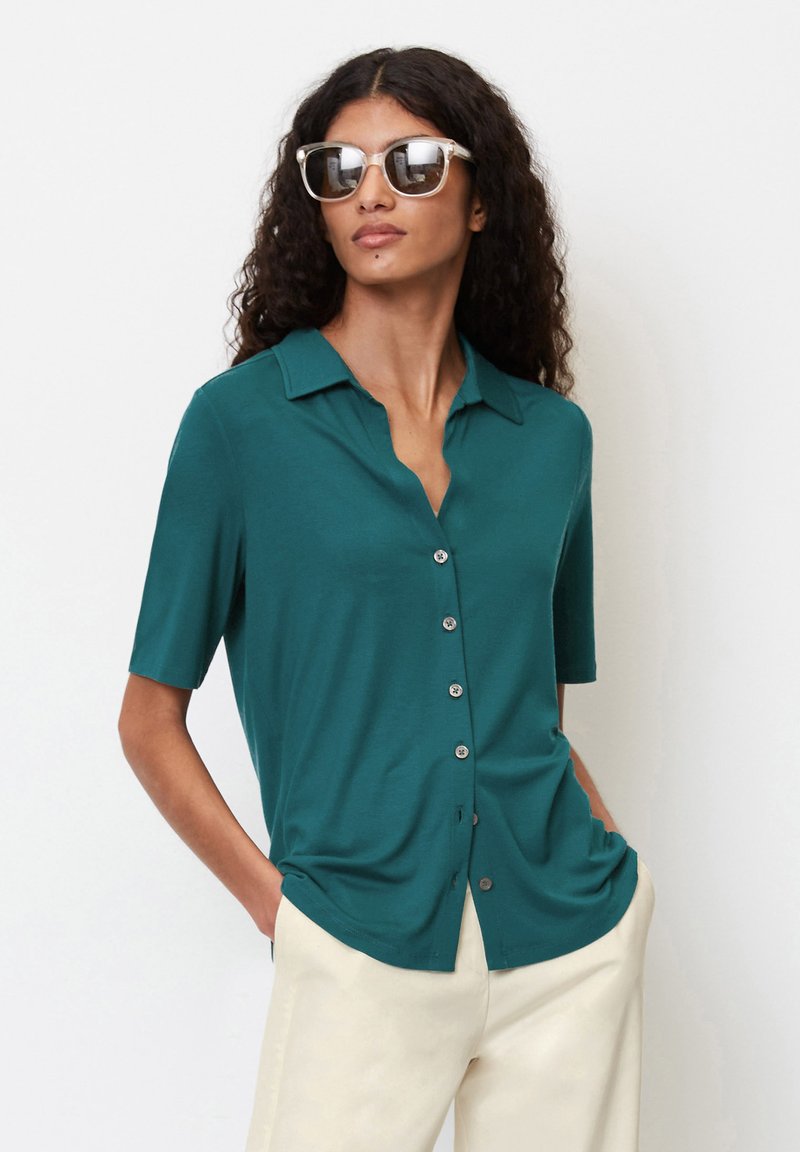 Marc O'Polo SHORT SLEEVE CLASSIC FIT Overhemdblouse deep teal/groen
