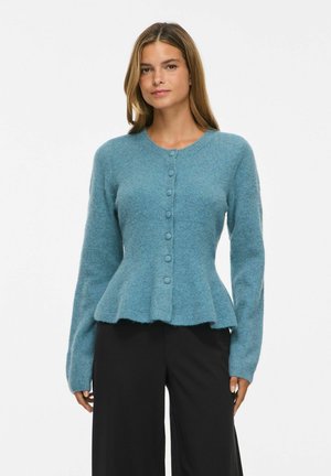 VILA, KNITTED CARDIGAN VILUNA PEPLUM - Gilet - balsam green