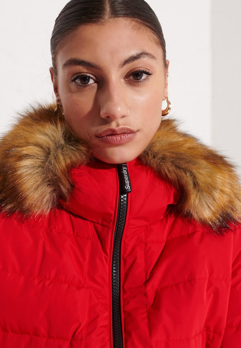 red superdry coat