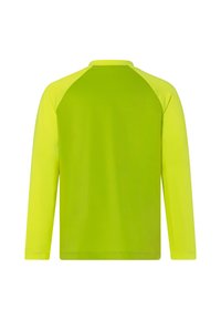 Camicia a maniche lunghe di un brillante giallo neon. Presenta una texture leggera e liscia, con maniche raglan e un design a girocollo.