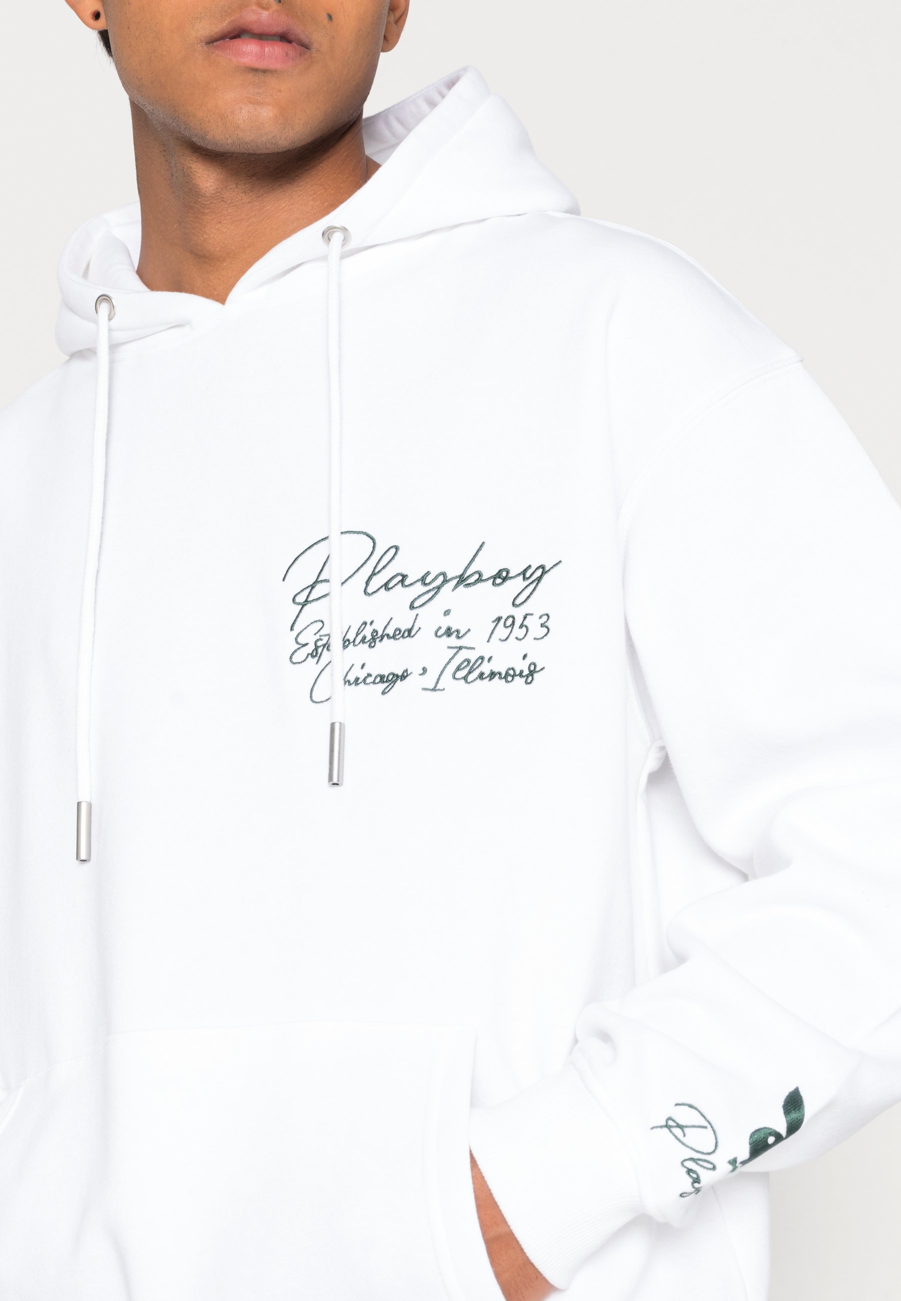 playboy white zip up hoodie