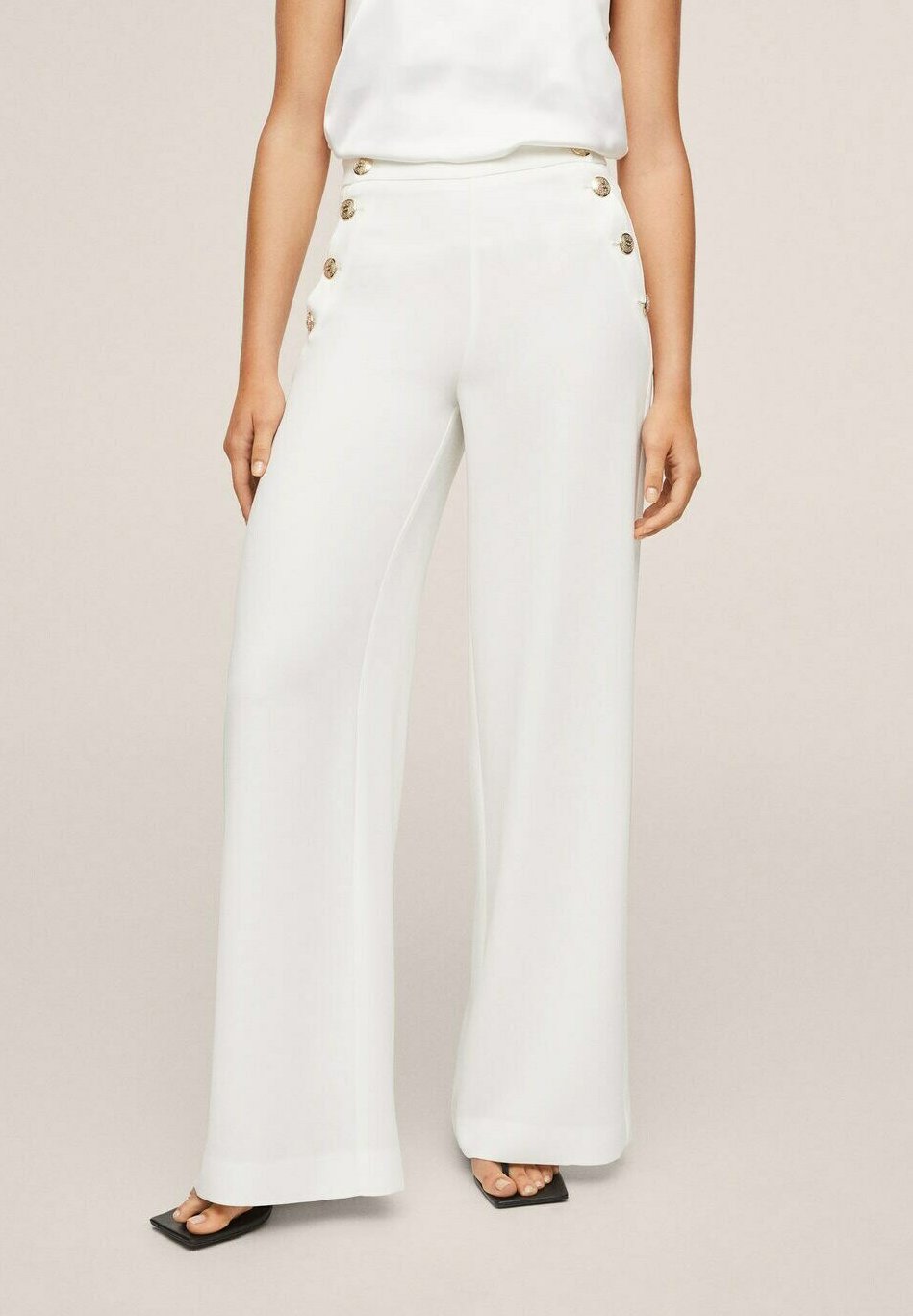 Mango PALAZZO MIT KNÖPFEN - Pantaloni - weiß/bianco - Zalando.it