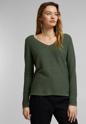 Striktrøje - khaki green