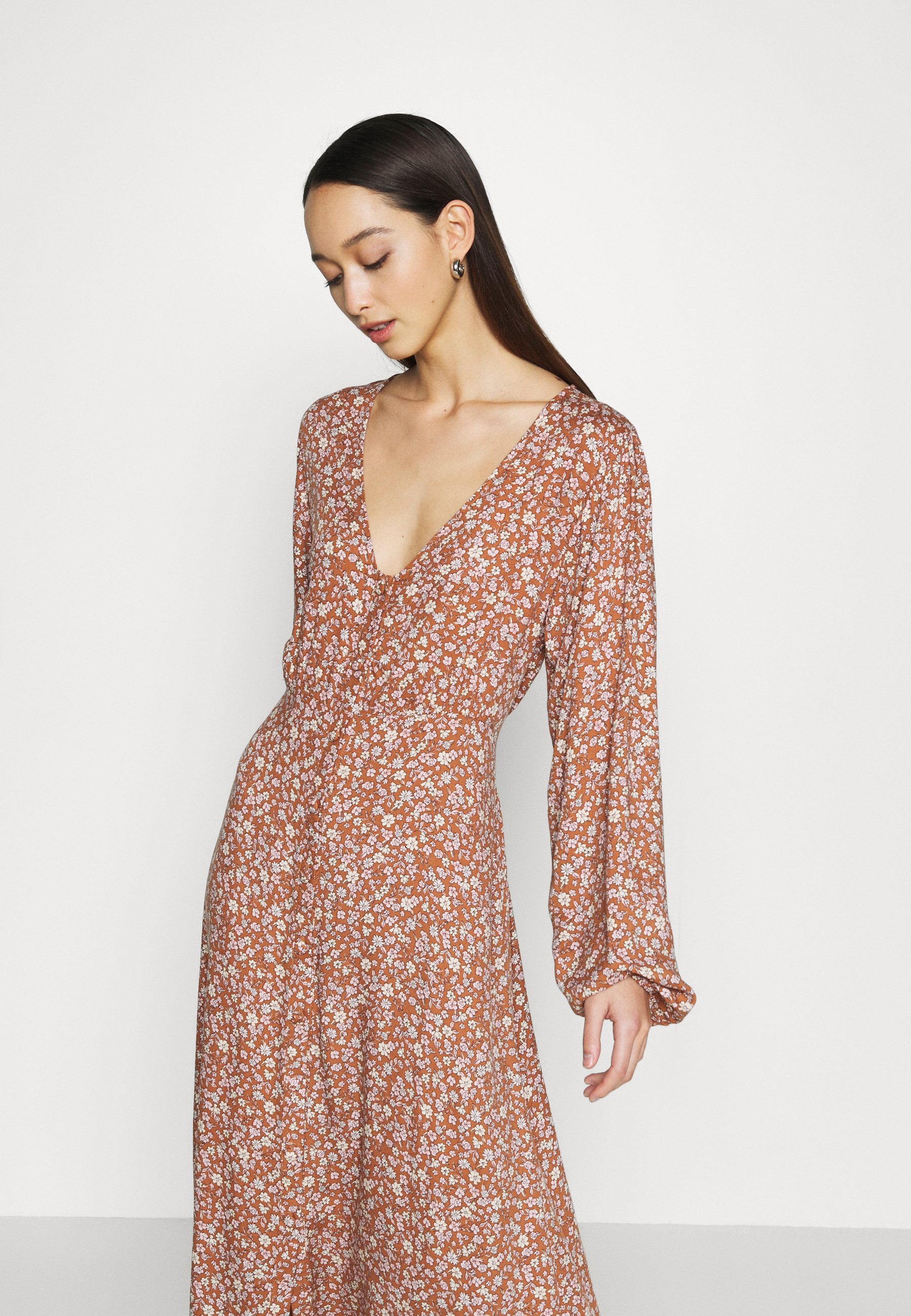 button through midi dress uk