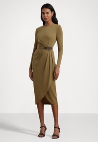 Lauren Ralph Lauren BUCKLE TRIM STRETCH JERSEY DRESS - Laisvo kirpimo suknelė - honey
