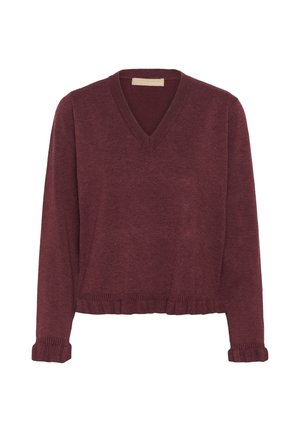 Culture, CUCLARE ANNEMARIE FRILL VNECK - Pullover - chocolate truffle melange