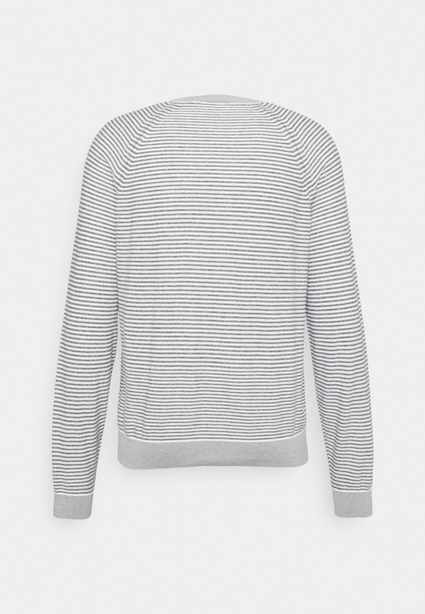Men's Classic-Fit Striped Sweater with A Round Collar, Blue.