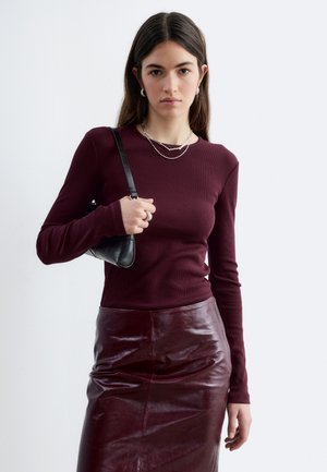 & OTHER STORIES, & OTHER STORIES RIBBED LONG-SLEEVE TOP - T-shirt à manches longues - dark red
