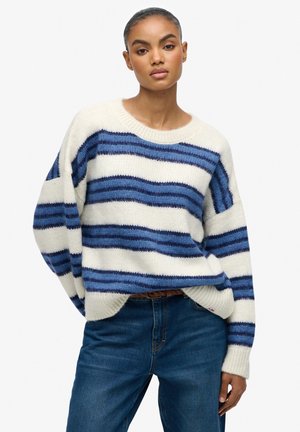 SLOUCHY BRUSHED STRIPE - Pullover - bleached denim blue stripe