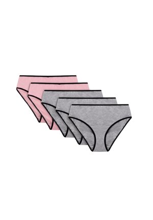 5-PACK - Alushousut - black elastic grey grey grey pink pink