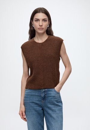 Selected SLWLULU SL BUTTON O-NECK VEST NOOS - Veste sans manches - cherry mahogany detail:melange